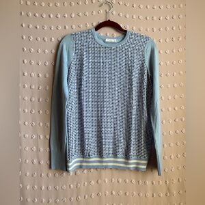 Equipment Femme‎ Silk Wool Geometric Print Long Sleeve Sz S Blue